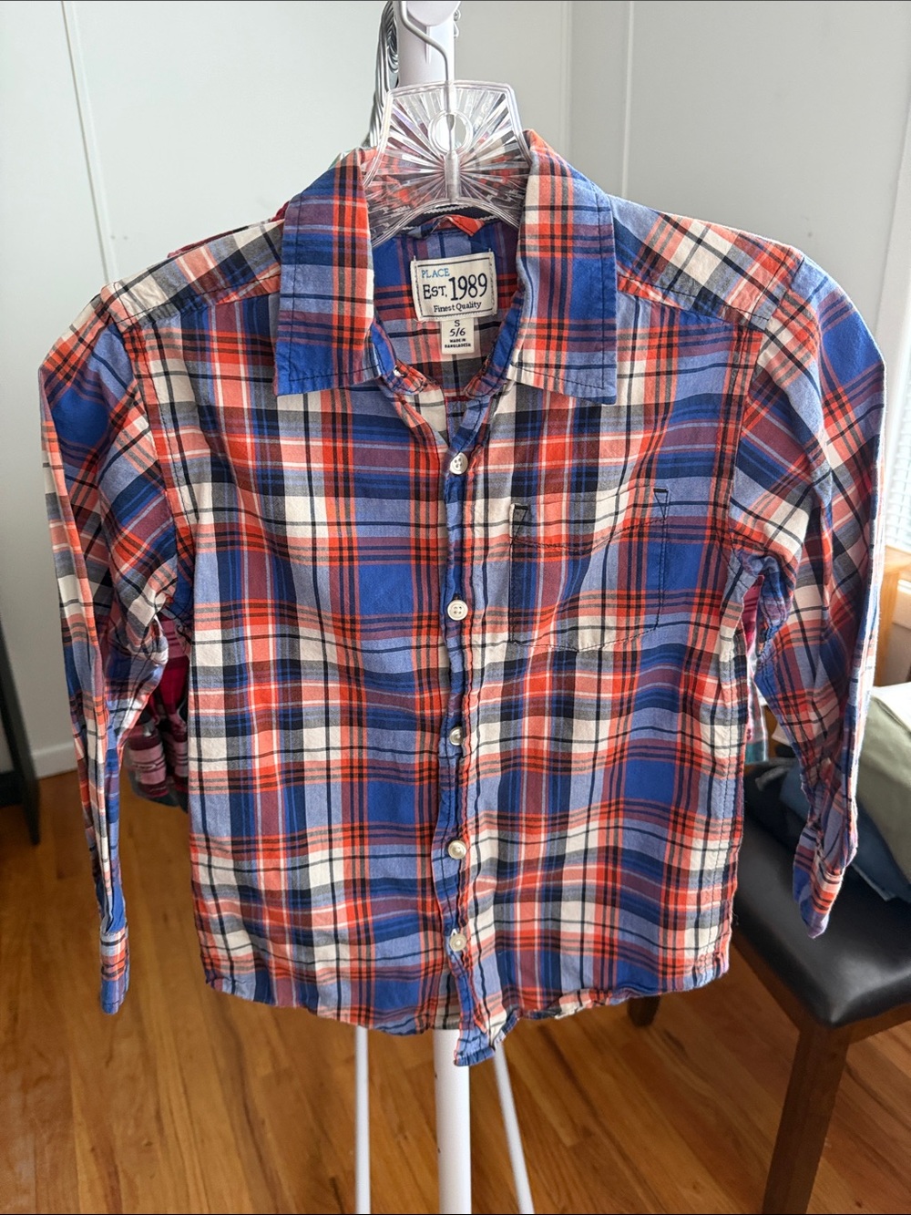 The Children's Place Blue, Red & White Plaid Button-Down Shirt